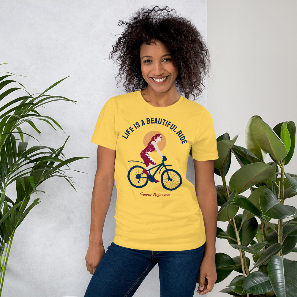 Life Is A Beautiful Ride Cycling T-Shirt - Yellow / S - Sport Finesse