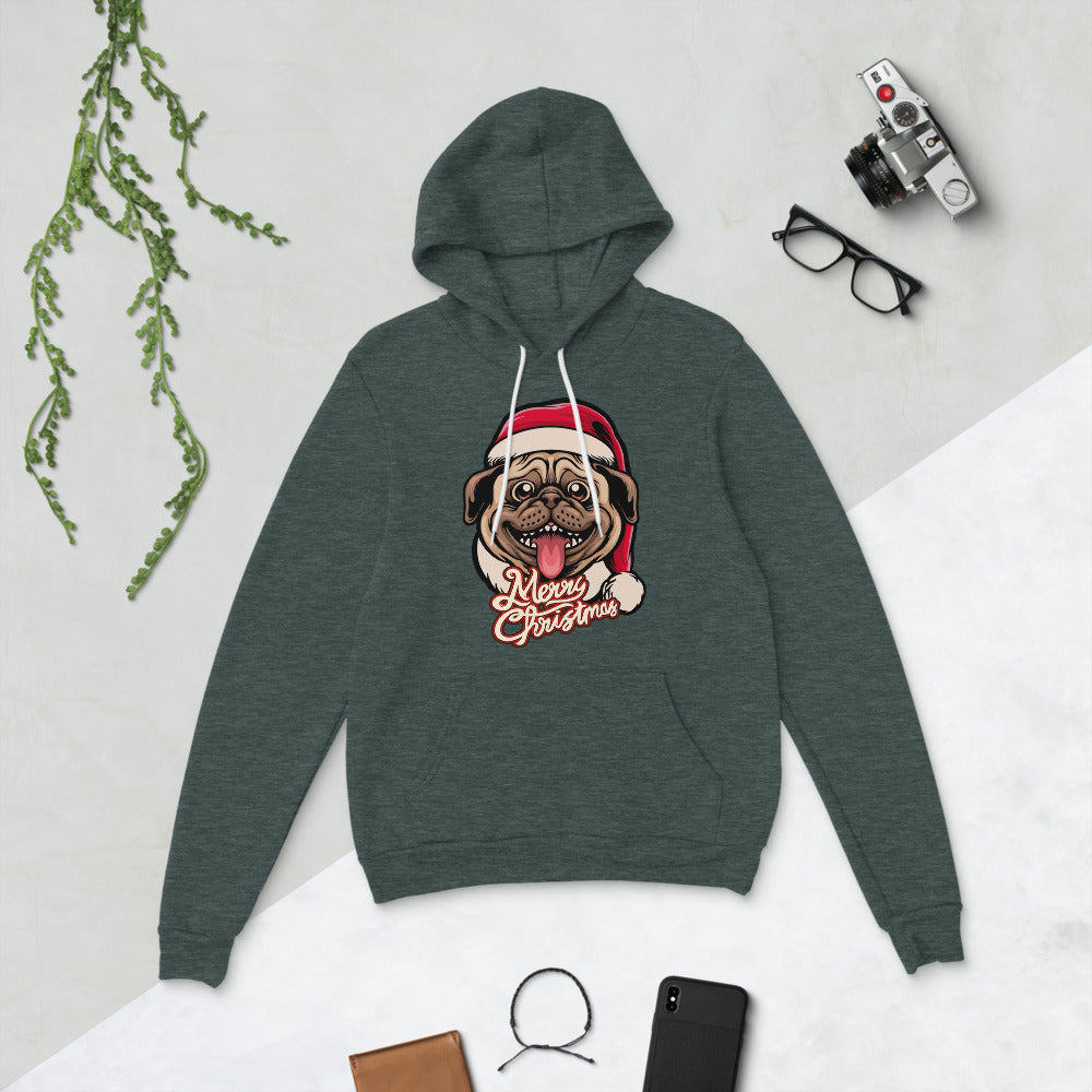 Pug Christmas Pullover Unisex hoodie - Heather Forest / S - Sport Finesse