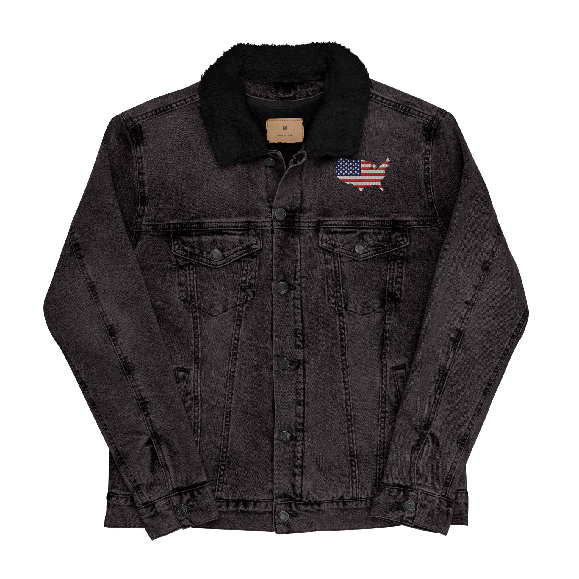 USA denim sherpa jacket - Black Denim / XS - Sport Finesse