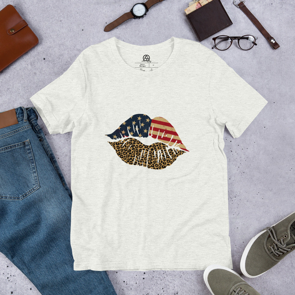 American Woman's Lips t-shirt - Ash / S - Sport Finesse