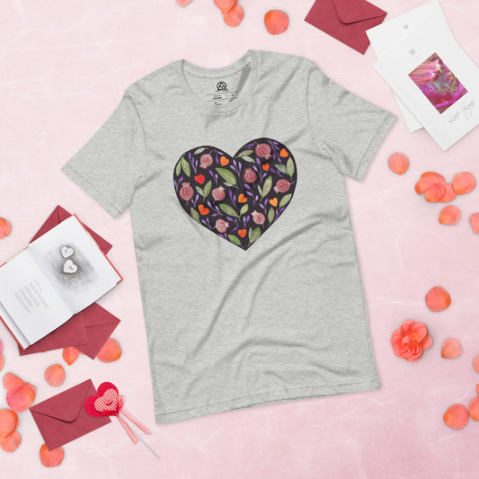 Heart Valentine's Day T-Shirt - Athletic Heather / XS - Sport Finesse