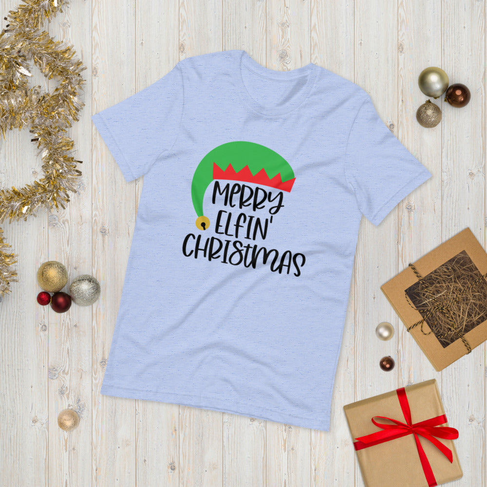 Merry Elfin' Christmas T-Shirt - Heather Blue / S - Sport Finesse