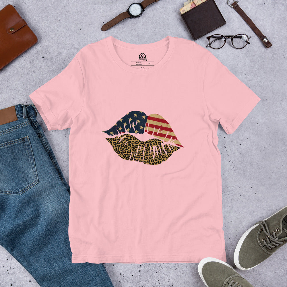 American Woman's Lips t-shirt - Pink / S - Sport Finesse