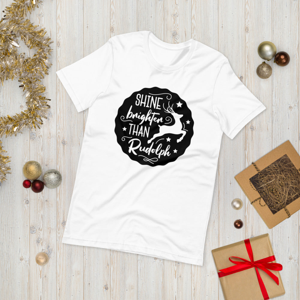 Shine Brighter than Rudolph T-Shirt - White / S - Sport Finesse