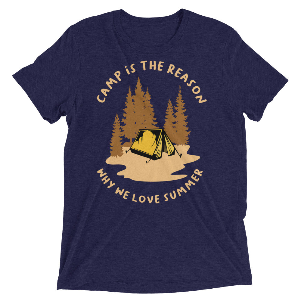 Camp is the Reason Men's Tri-Blend T-Shirt - Navy Triblend / XS - Sport Finesse