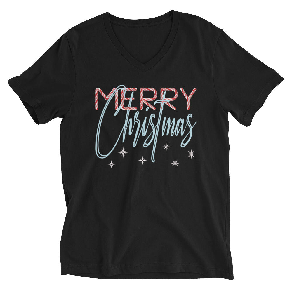 Candy Christmas V-Neck T-Shirt - Black / XS - Sport Finesse