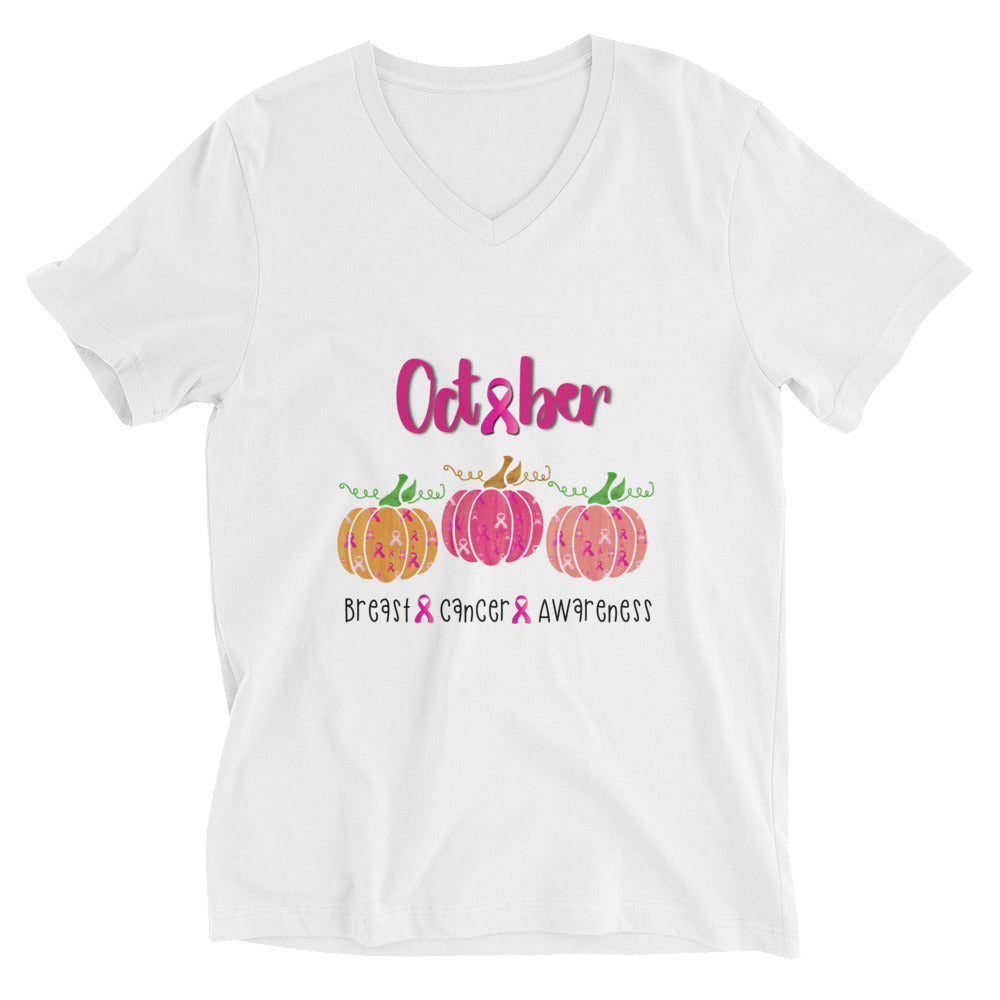 October Breast Cancer Awareness V-Neck T-Shirt - Sport Finesse