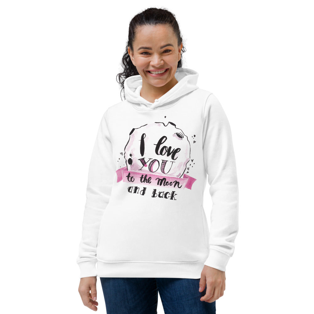 I Love You to Moon Women's eco fitted hoodie - White / XS - Sport Finesse