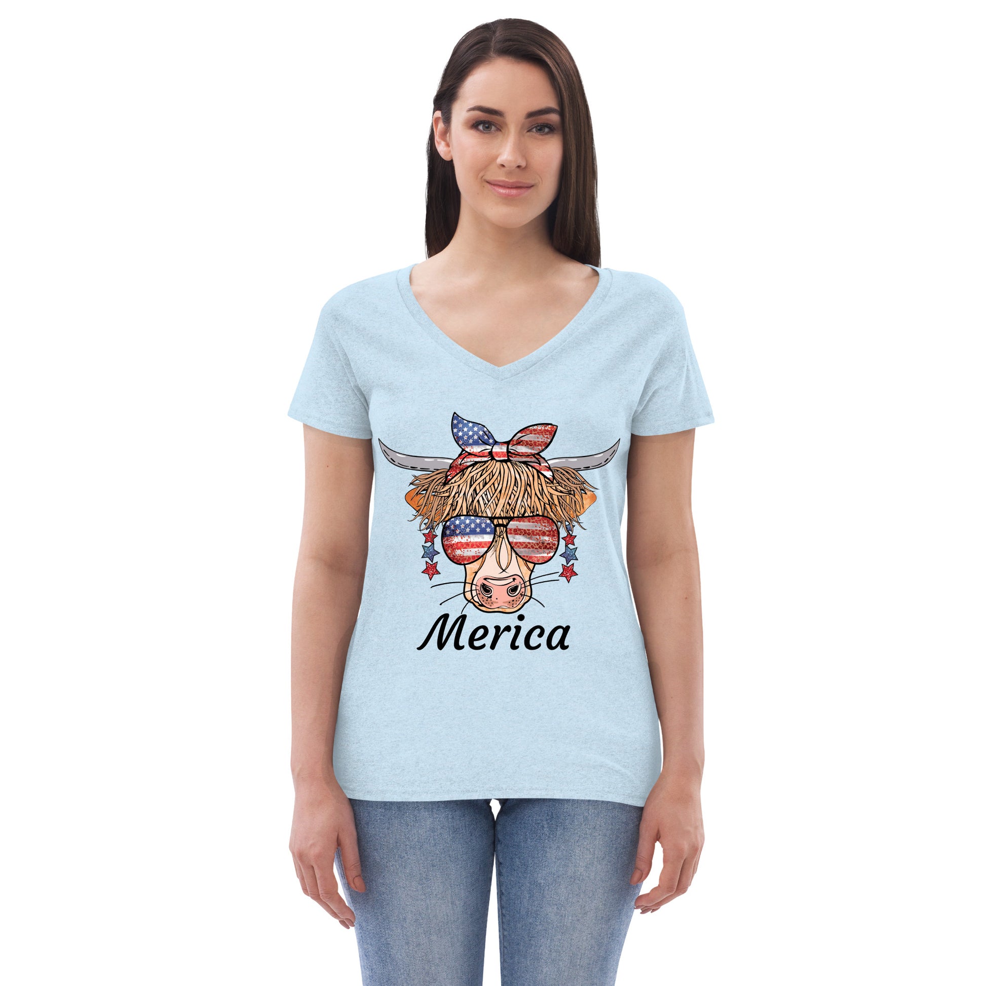Merica Cow recycled v-neck t-shirt - Sport Finesse