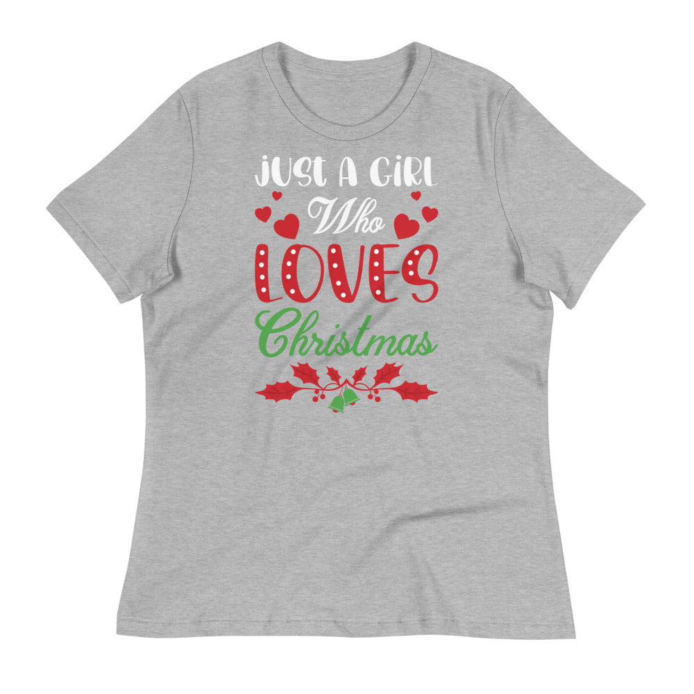 Girl who loves Christmas Women's Relaxed T-Shirt - Athletic Heather / S - Sport Finesse