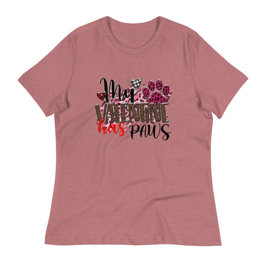 My valentine has paws Women's Relaxed T-Shirt - Heather Mauve / S - Sport Finesse