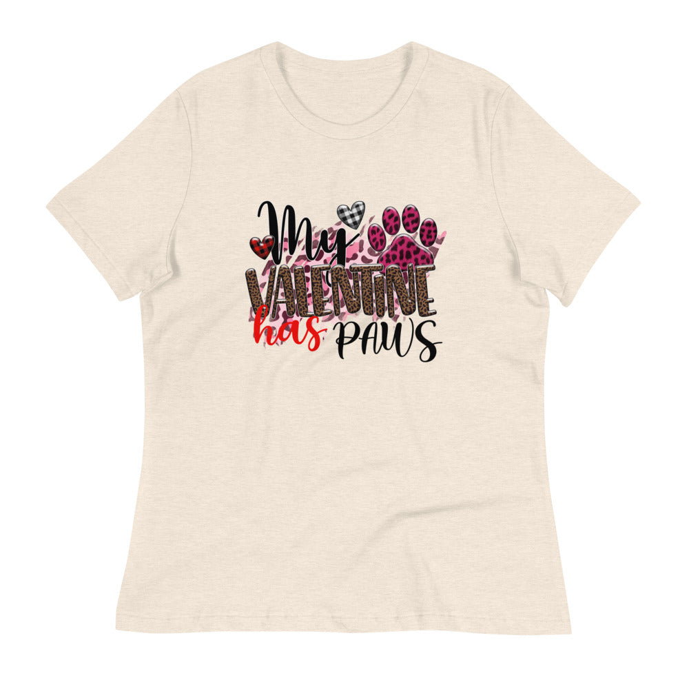 My valentine has paws Women's Relaxed T-Shirt - Heather Prism Natural / S - Sport Finesse
