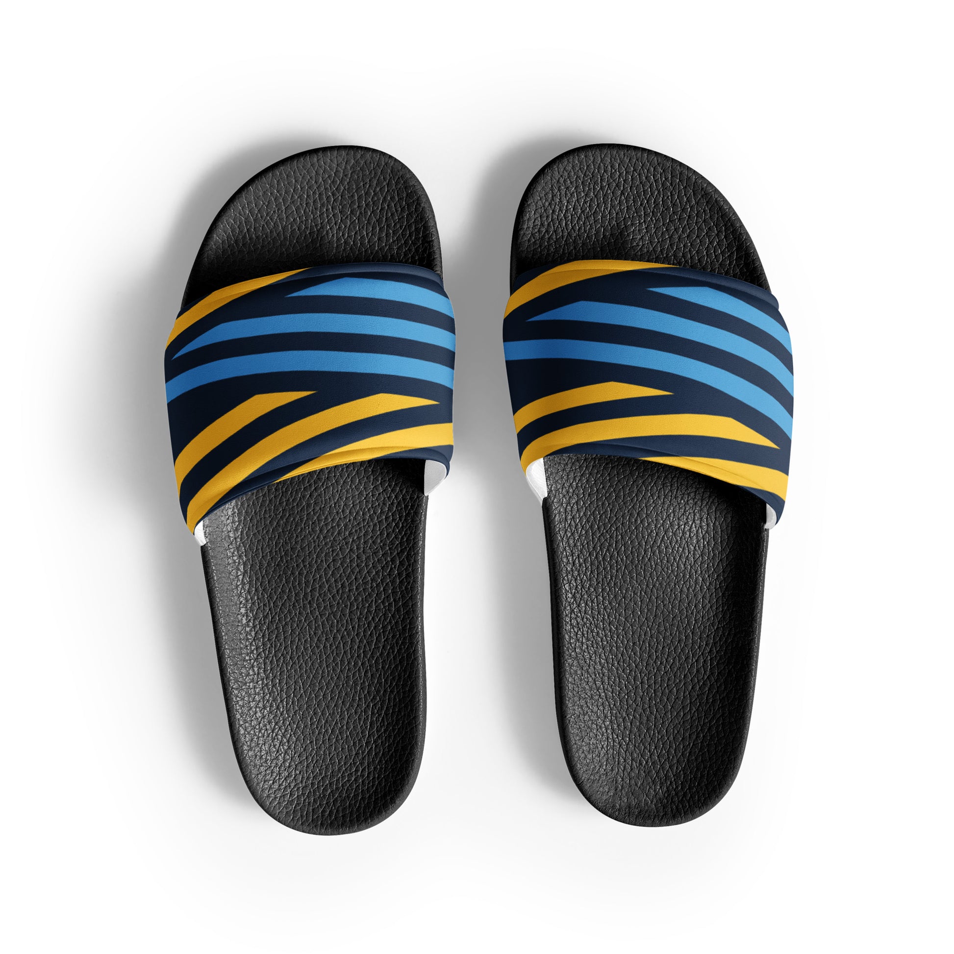 Blue and Yellow Stripes Women's slides - Black / 5.5 - Sport Finesse