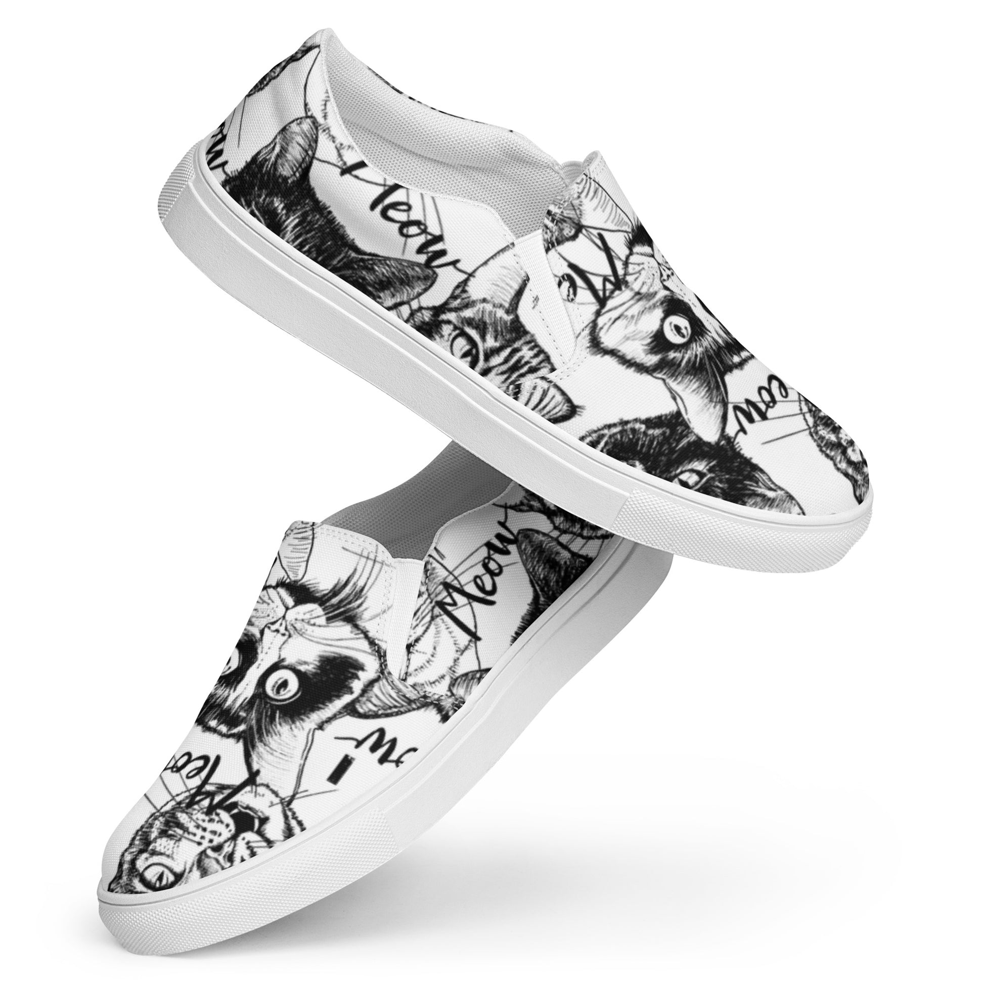 Meow Cat print Women’s slip-on shoes - Sport Finesse