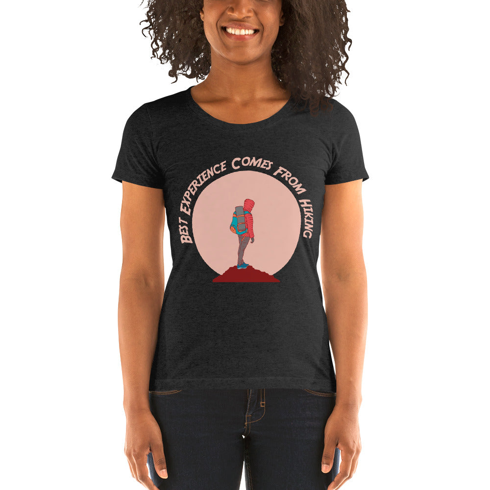 Best Experience come from Hiking Ladies' T-Shirt - Charcoal-Black Triblend / S - Sport Finesse