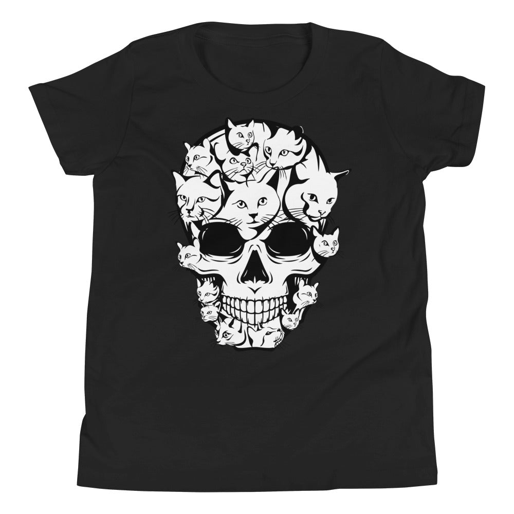 Halloween Funny Cat Skull Youth Tee - Sport Finesse